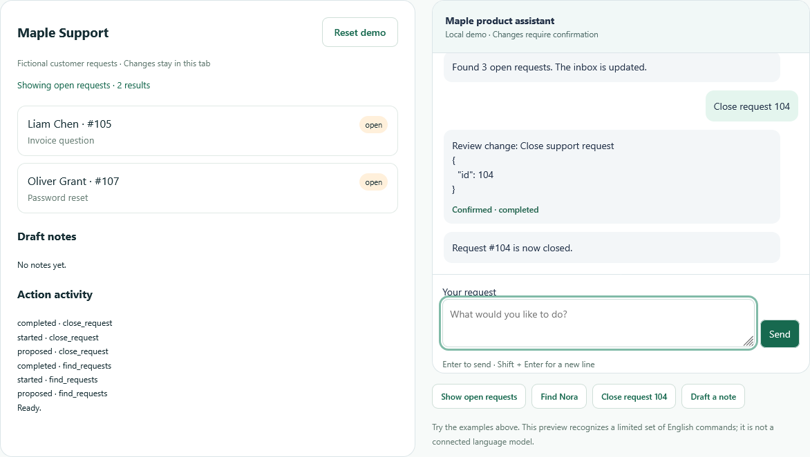 03 · See the result: After confirmation, the sample record updates and the activity log records completion.