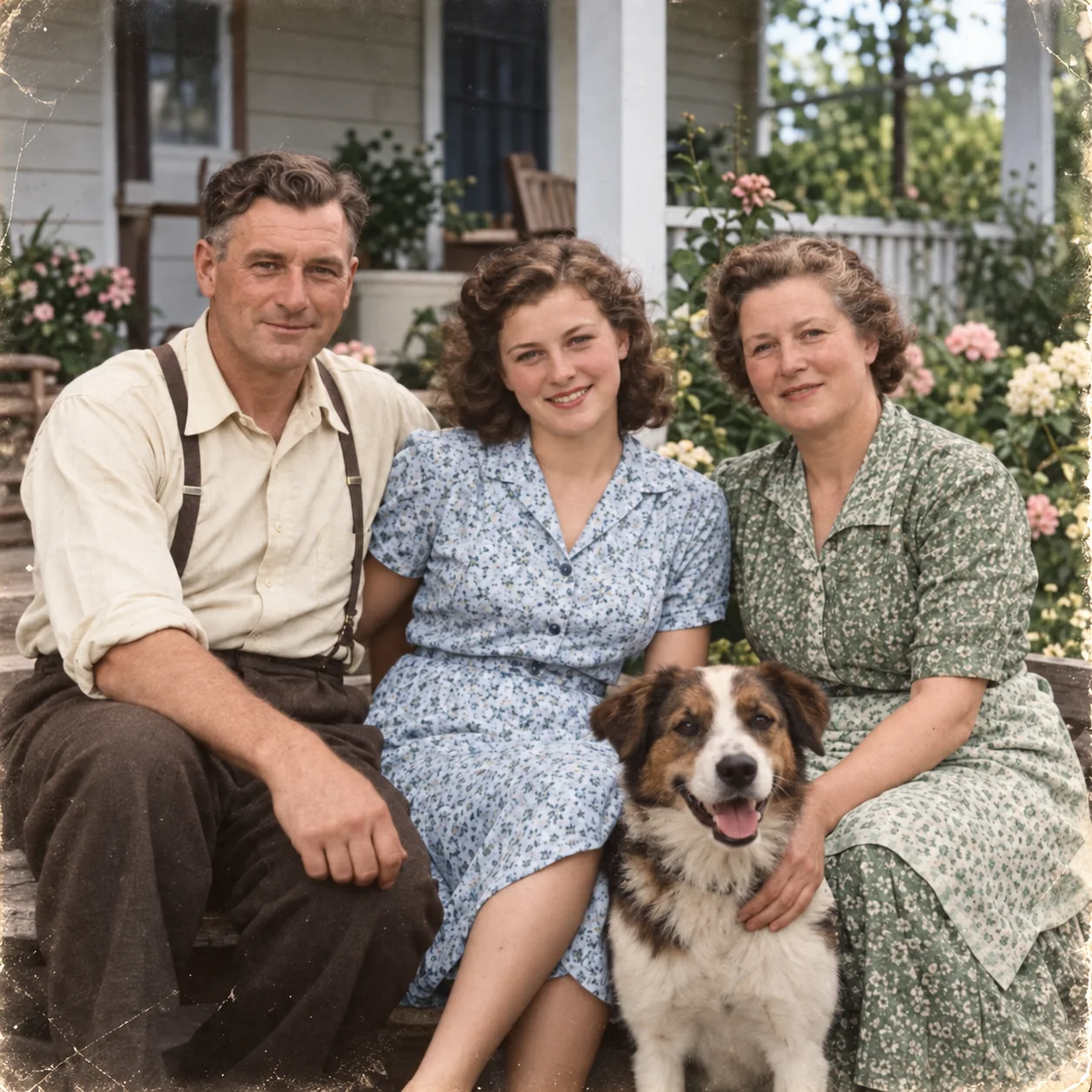 Illustrative colorized version of the same family portrait