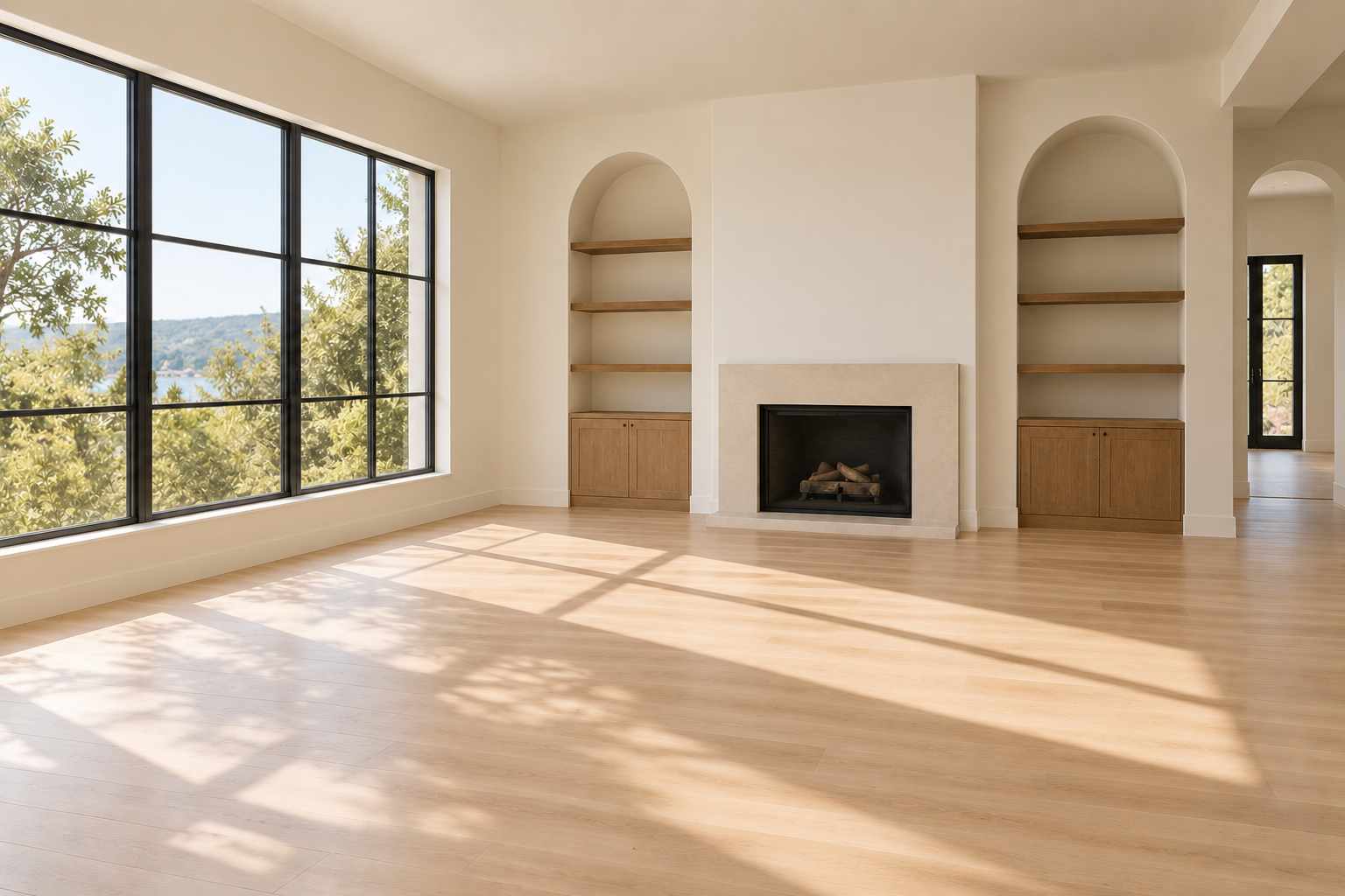 A bright, unfurnished room