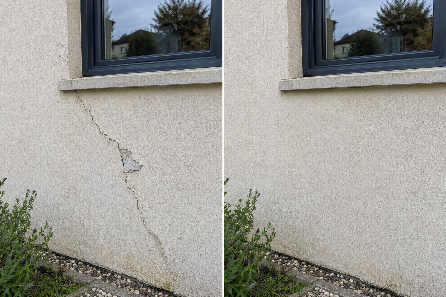 Wall repair before and after